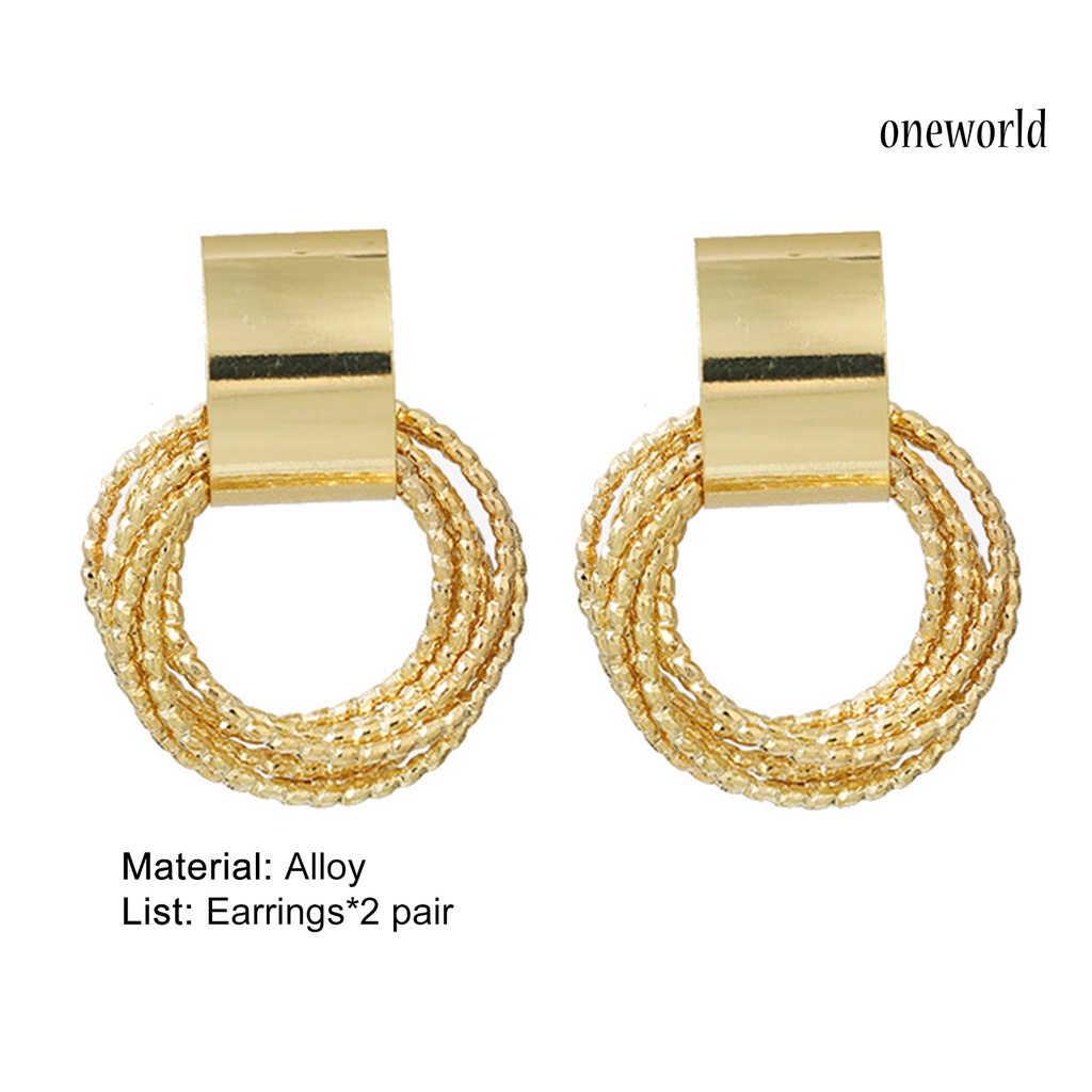 OW# 1 Pair Exquisite Women Multilayer Circle Golden Ear Stud Earring Jewelry Accessory