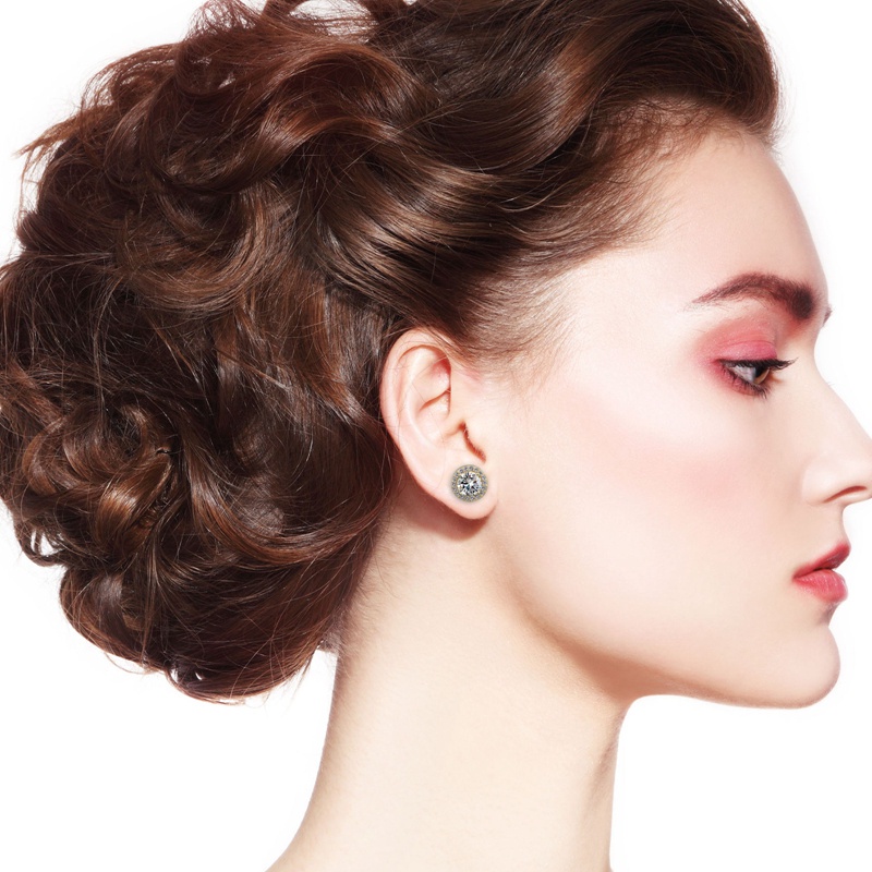 Fancyqube Anting Stud 925 Silver Cubic Zircon Gaya Elegan Untuk Hadiah Pernikahan Wanita
