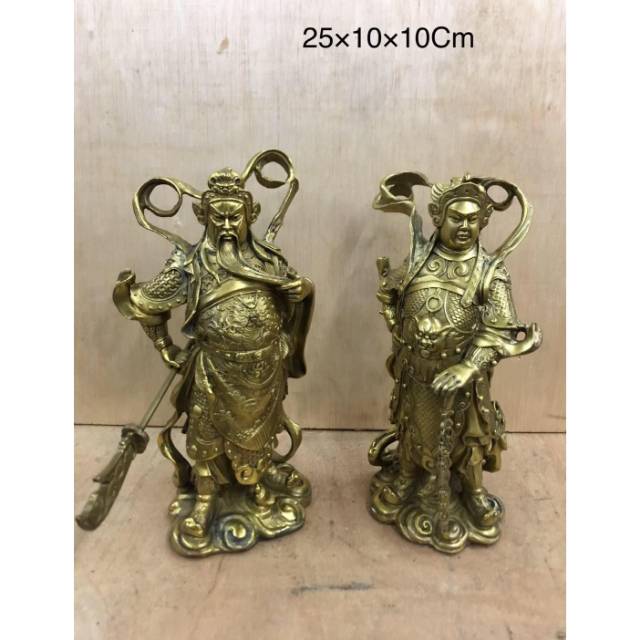 patung dewa kwan kong/ kwan kung - wito - kuningan t 25 cm