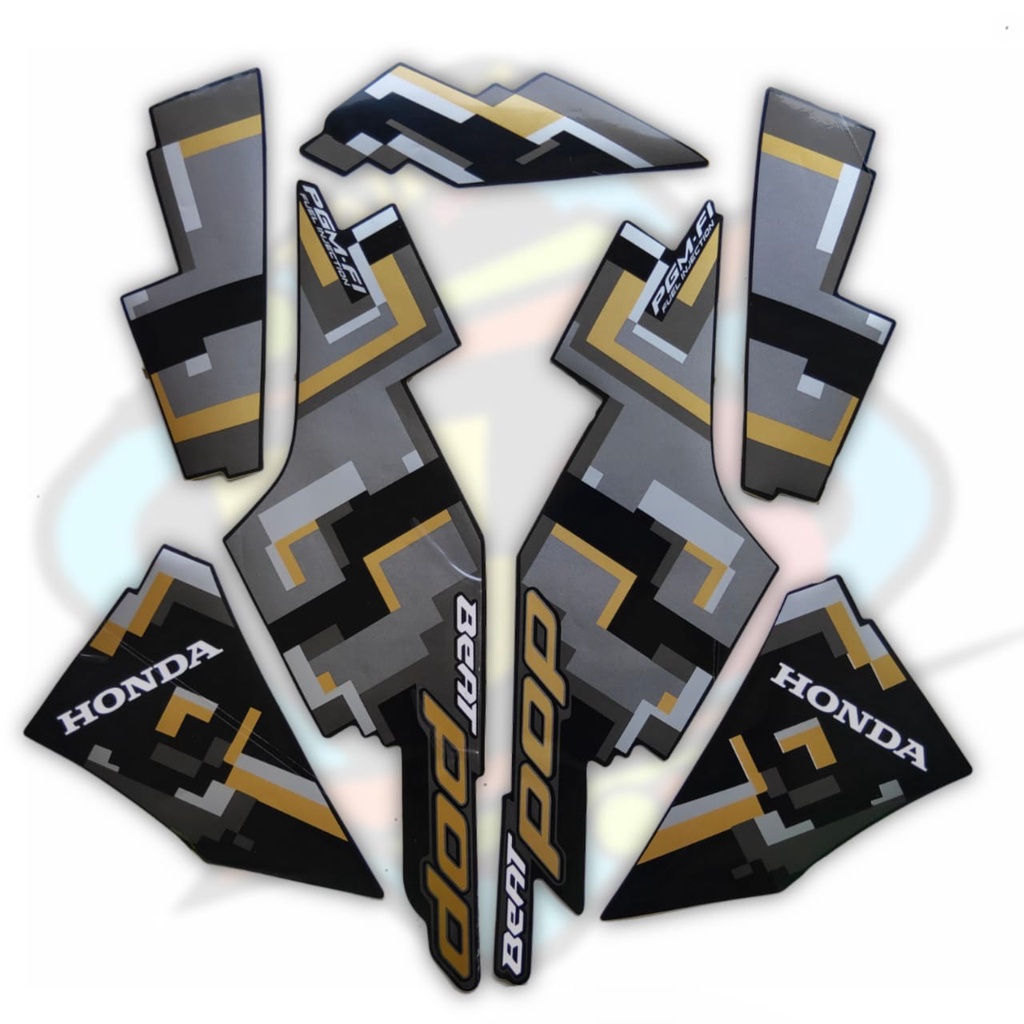 STRIPING LIS BODY MOTOR HONDA BEAT POP 2017 ON ISS FULL HITAM SEPASANG STANDAR FULL SET