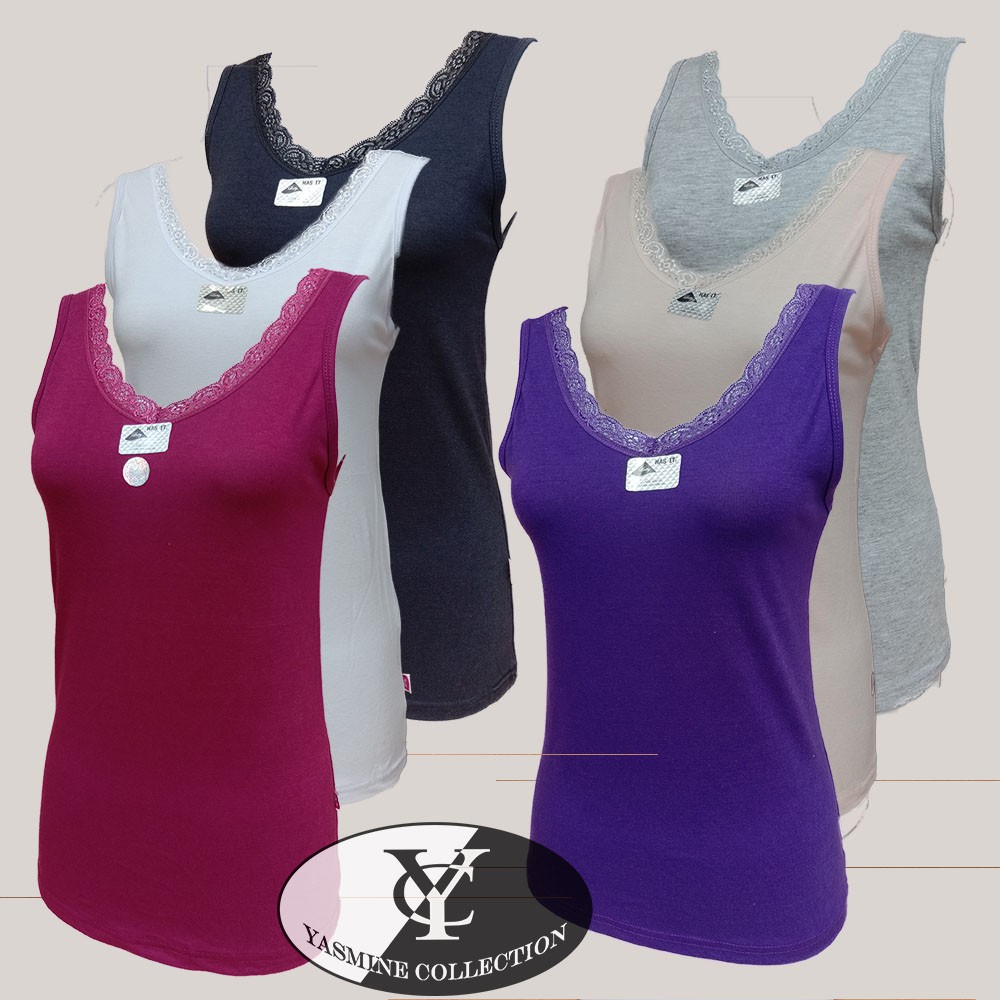 Tangtop Lutty Depan Renda Lebar | Kaos Dalam Wanita | Tangtop Renda Lebar | Tanktop - May Yasmine