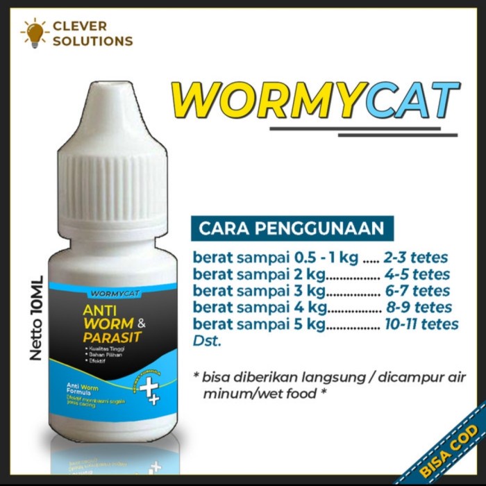 WORMYCAT - Obat Anti Infeksi Cacing Khusus Kucing 10 ML