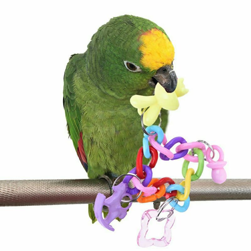 Gelang mainan kunyah warna warni untuk dekorasi kandang burung beo parkit kakaktua
