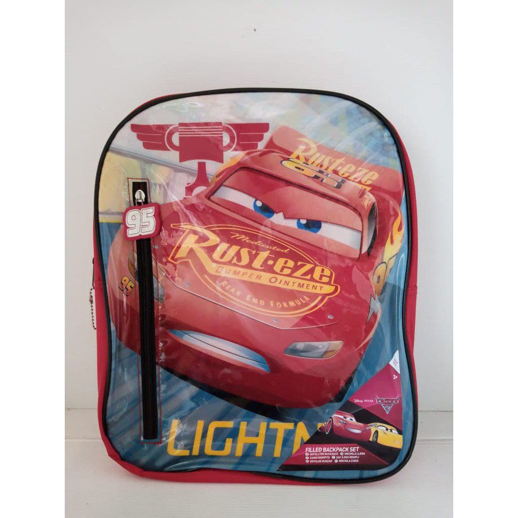 Tas Ransel Anak & Paket Alat Tulis Original Karakter Disney Pixar Cars 16" Backpack
