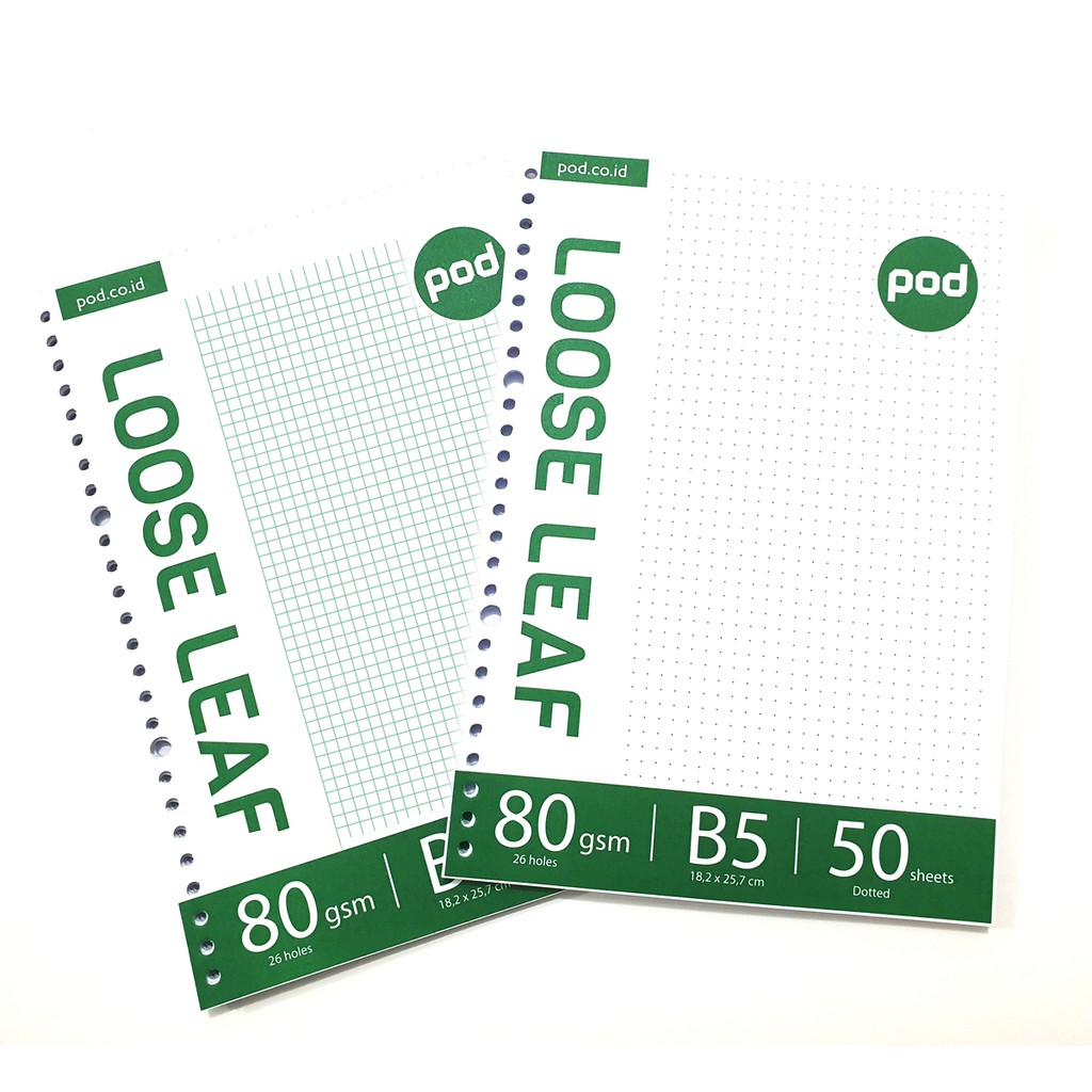 HVS Loose Leaf B5/ Dotted/ Grid Kertas Binder/ Isi Notes 
