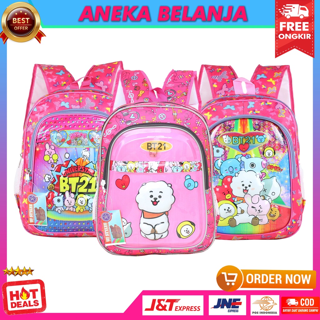 Ransel Sekolah Anak Perempuan TK PAUD Model Lampu Boneka Warna Pink Keren Imut Lucu Tas Anak Cewek Murah Kekinian Bahan Awet Tebal + Lampu LED Terlaris Berkualitas