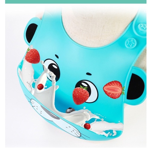 Celemek bayi slabber silicone waterproof alat makan bayi silikon gambar cartoon