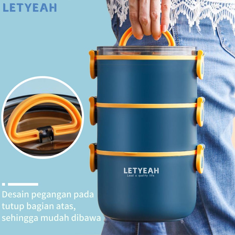 letyeah kotak makan 3 susun 2200ML/lunch box 3 susun anti tumpah