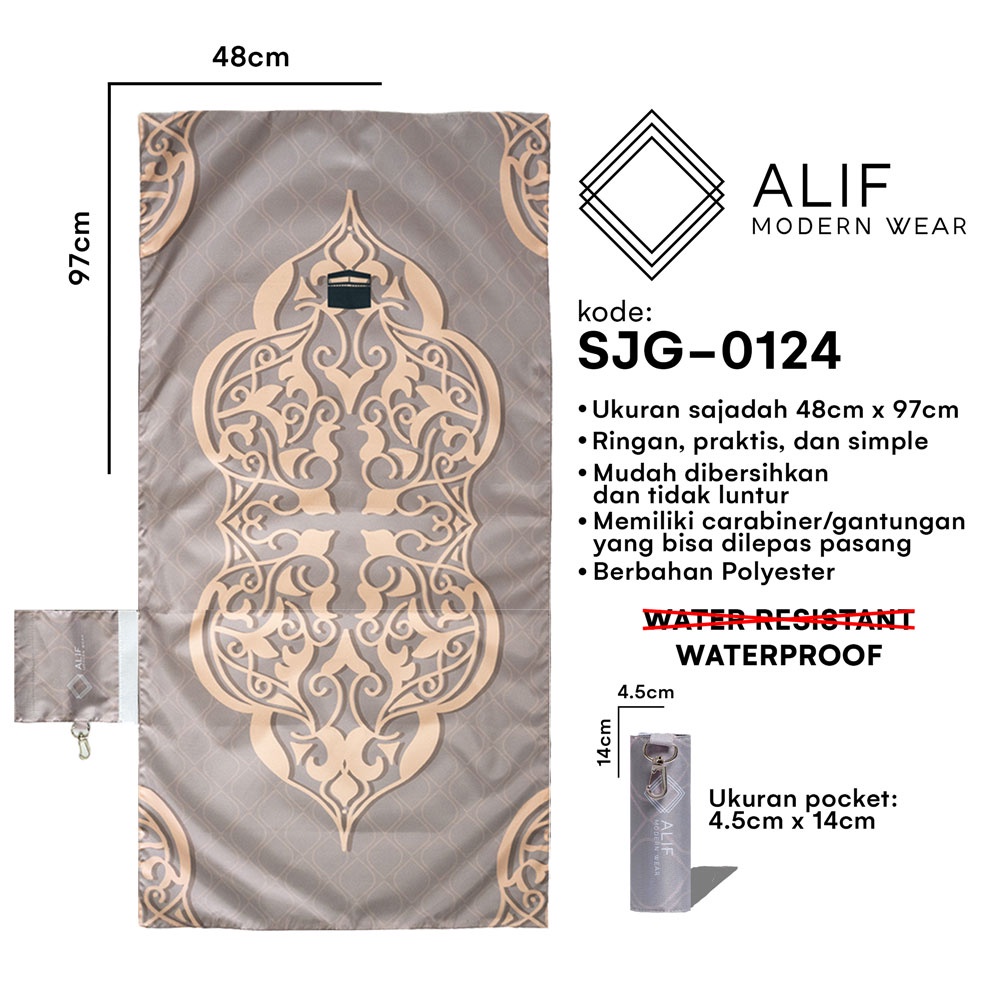 ALIF SAJADAH GENGGAM TRAVEL / SAKU / PORTABLE / WATERPROOF ( ALIF MODERN WEAR SJG-0124 )