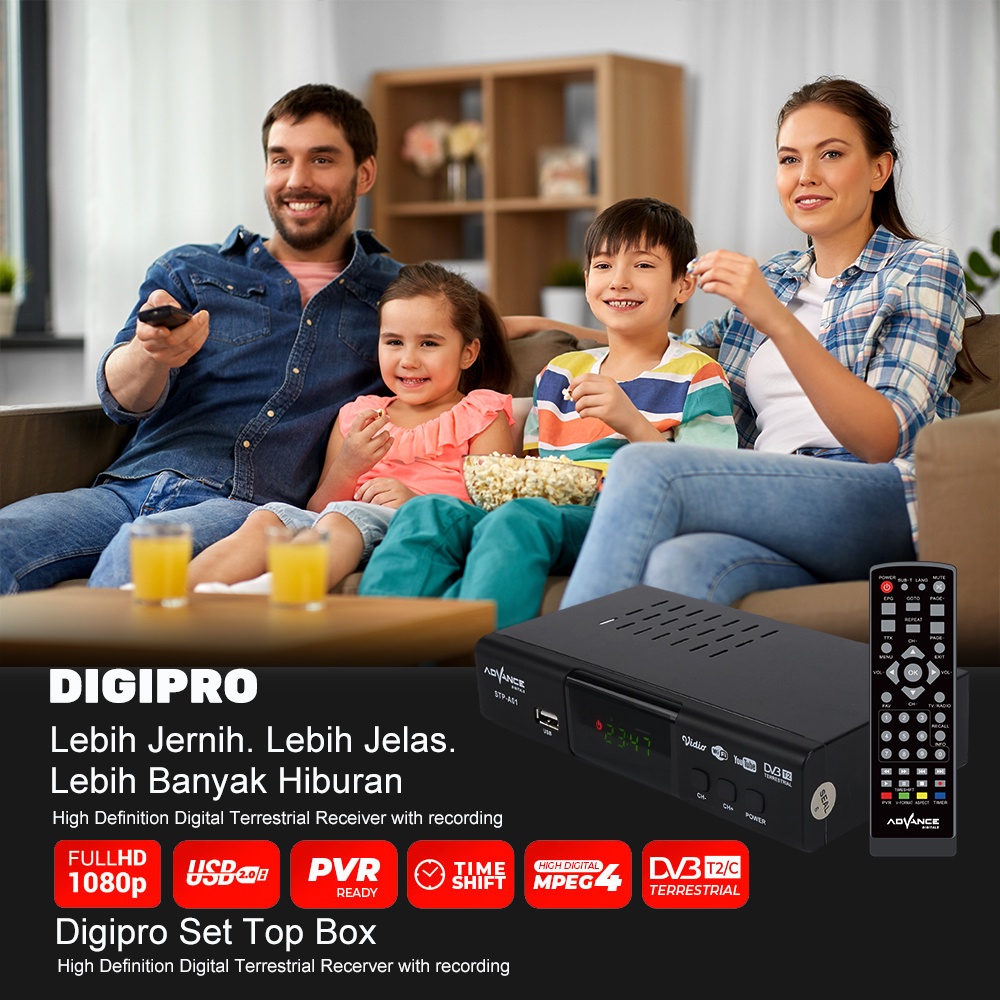 Advance Digital Set Top Box TV Penerima Siaran Digital Receiver Full HD/ STB Wifi/Youtube DVB-T2 Garansi 1 Tahun