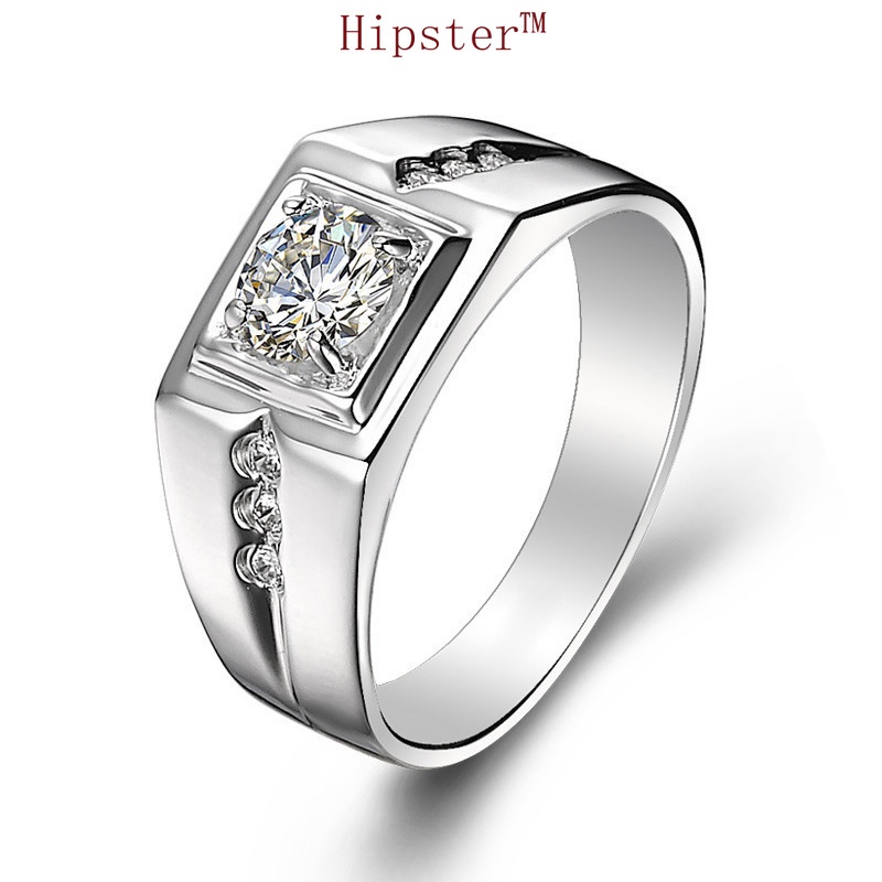 Best-Selling Exaggerated Domineering Elegant Gold Inlaid Square Diamond Adjustable Ring