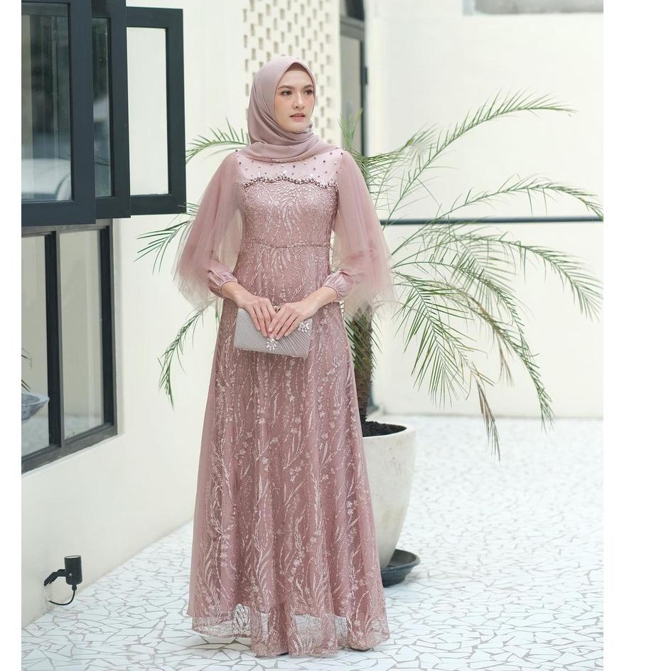 Big Sale.. Gamis Brukat Modern Terbaru, Gamis Remaja Dress Wanita Dress Kondangan Lamaran Wisuda Leb