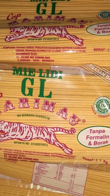 Mie Lidi GL cap Harimau berat 1kg / mie gomak