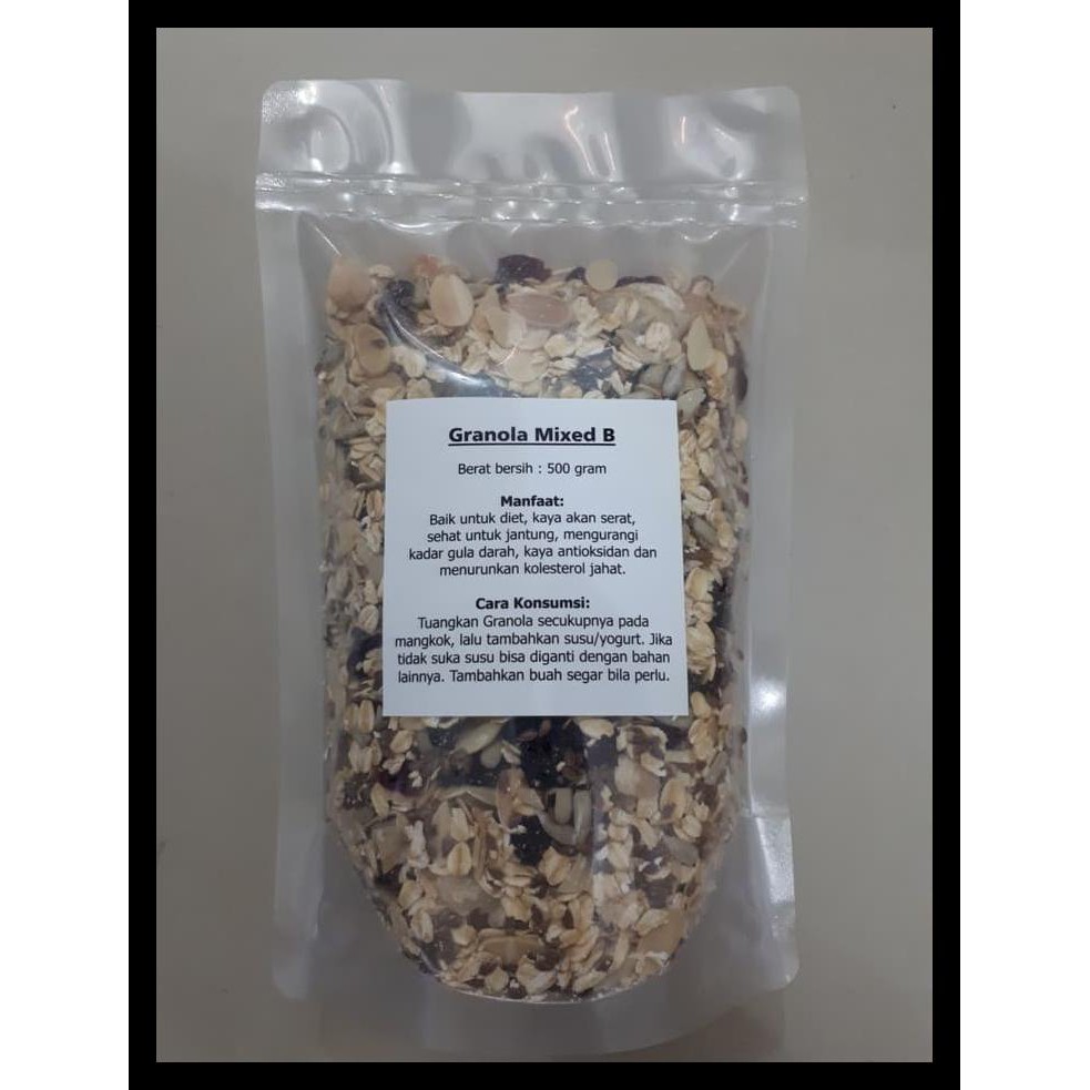 

BAYAR DI TEMPAT HEALTHY GRANOLA MIXED B 500 GRAM ( CRANBERRY , ALMOND , RAISIN , OAT ) KODE 802