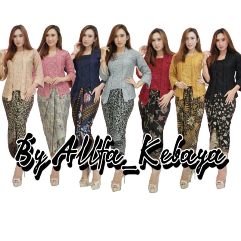 COD . Setelan Kebaya Brukat Kutu Baru Dewasa Plus Rok Lilit Ada Ringnya Baju Kebaya Wanita Muslim Mo
