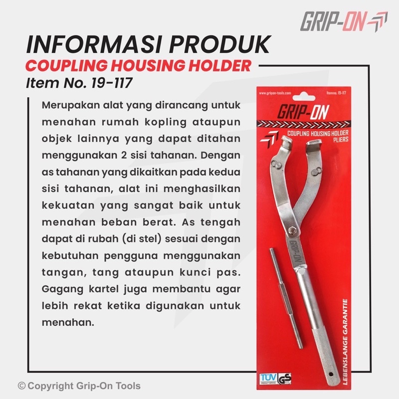 GRIP-ON COUPLING HOUSING HOLDER PLIERS - TAHANAN RUMAH KOPLING UNIVERSAL / GANDA GRIP ON