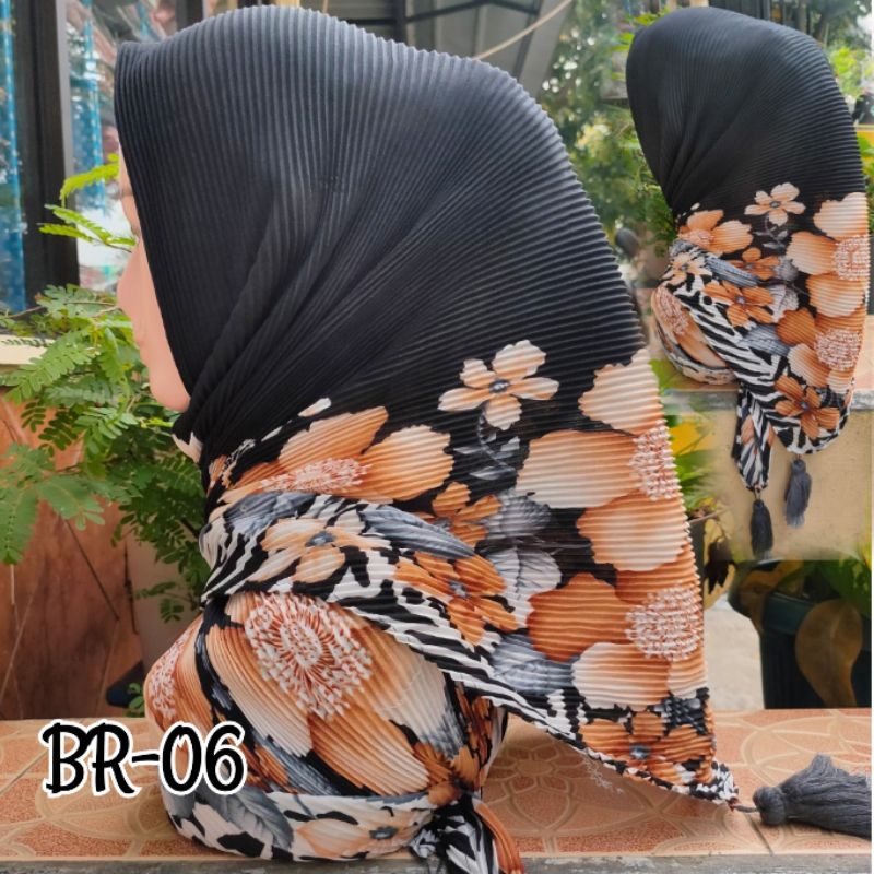 SEGIEMPAT PLISKET MOTIF JAMBUL BRANDED / JILBAB SEGIEMPAT PLISKET / SEGIEMPAT PLISKET / SEGIEMPAT VOAL / JILBAB JAMBUL-BR-06
