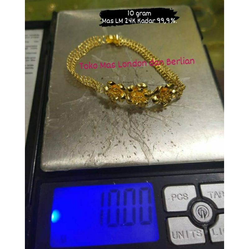 gelang tangan emas 24K kadar 99,99%
