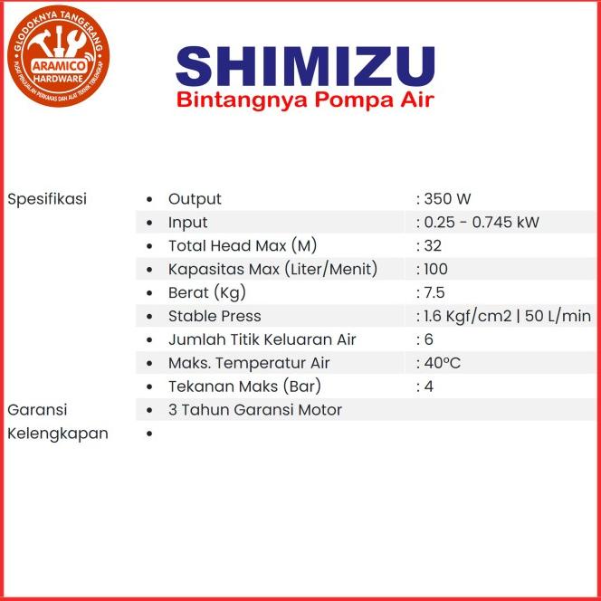 Mesin Pompa Air Booster Inverter Shimizu Ibp-375 Bit