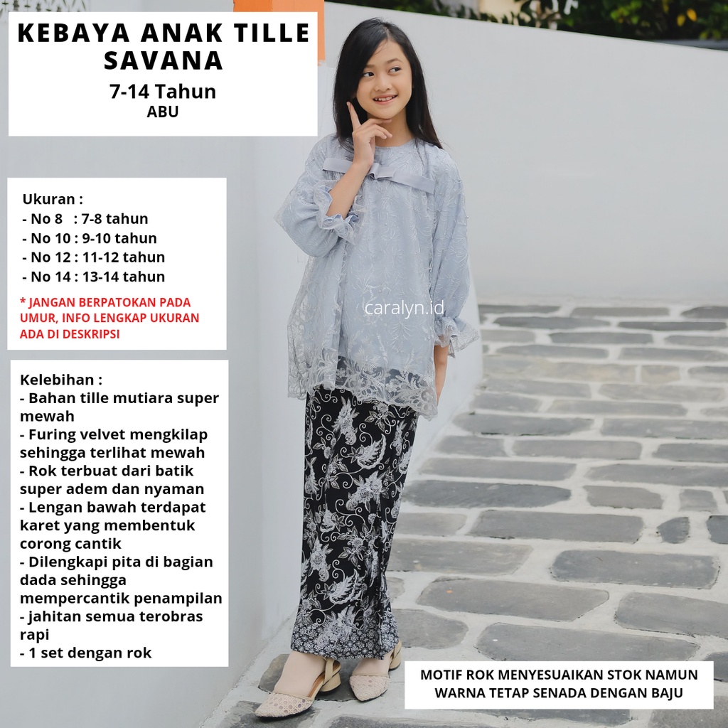 KEBAYA ANAK SET SAVANA KEBAYA TILLE 7-14 TAHUN