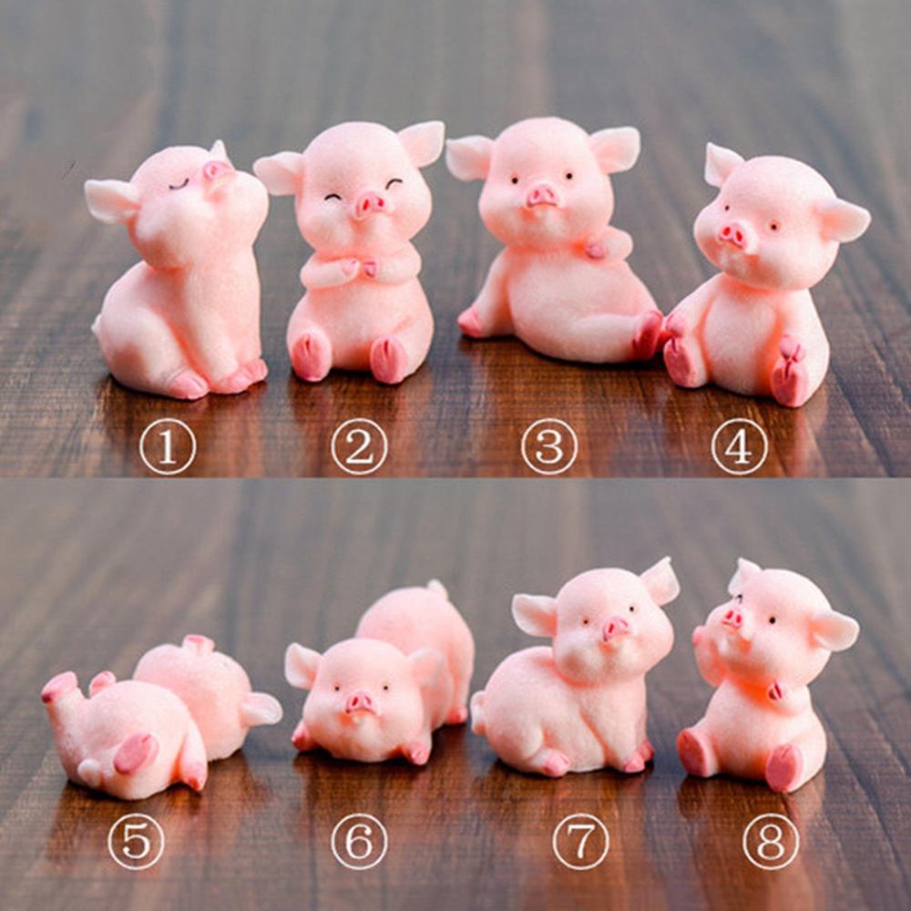 Agustina Pig Miniatur 8pcs Babi Pink Lucu Model Nakal Ornamen Rumah Aksesori Rumah Boneka