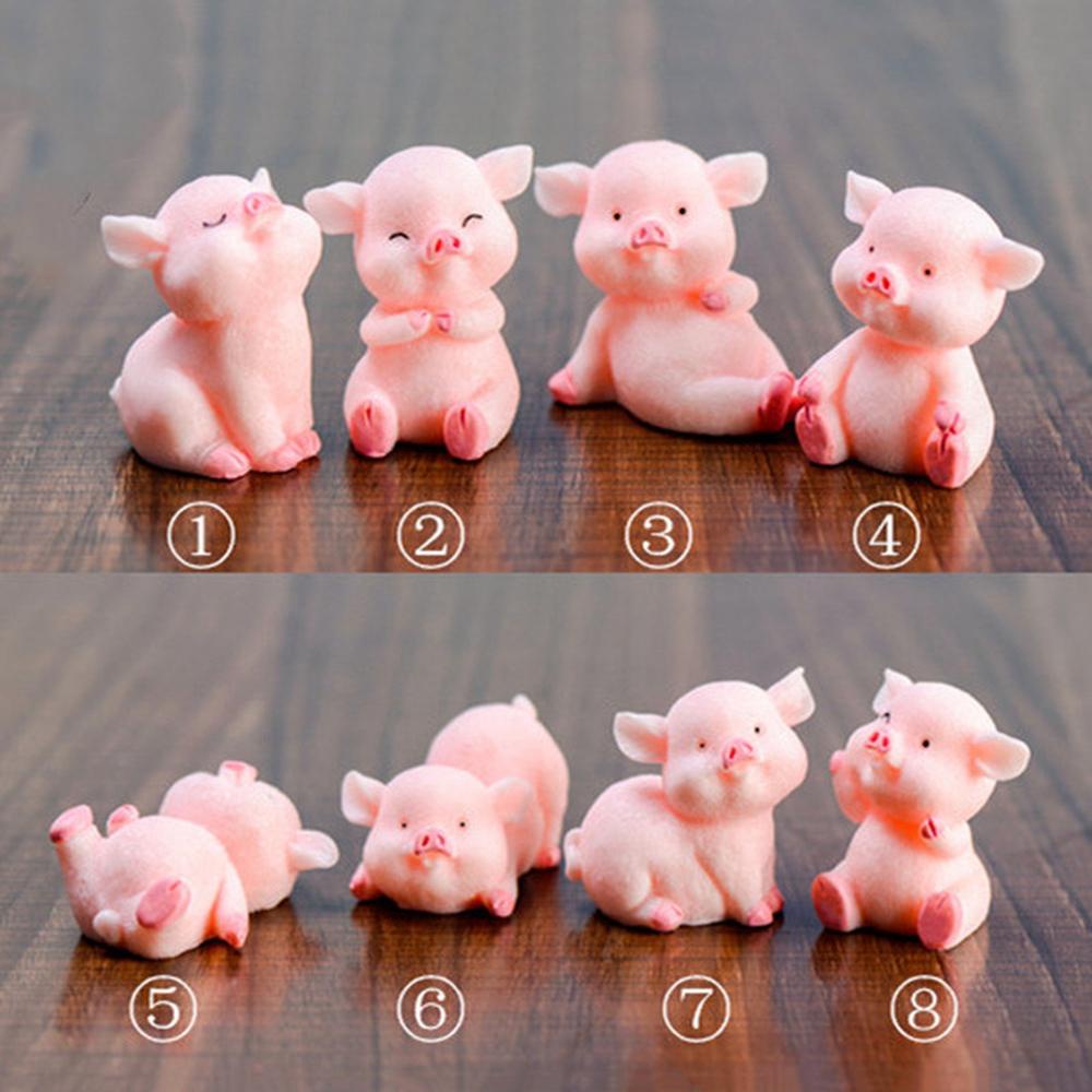 Quinton Pig Miniatur Mini DIY Pink Pig Patung Hewan Nakal Mainan Aksesori Rumah Boneka