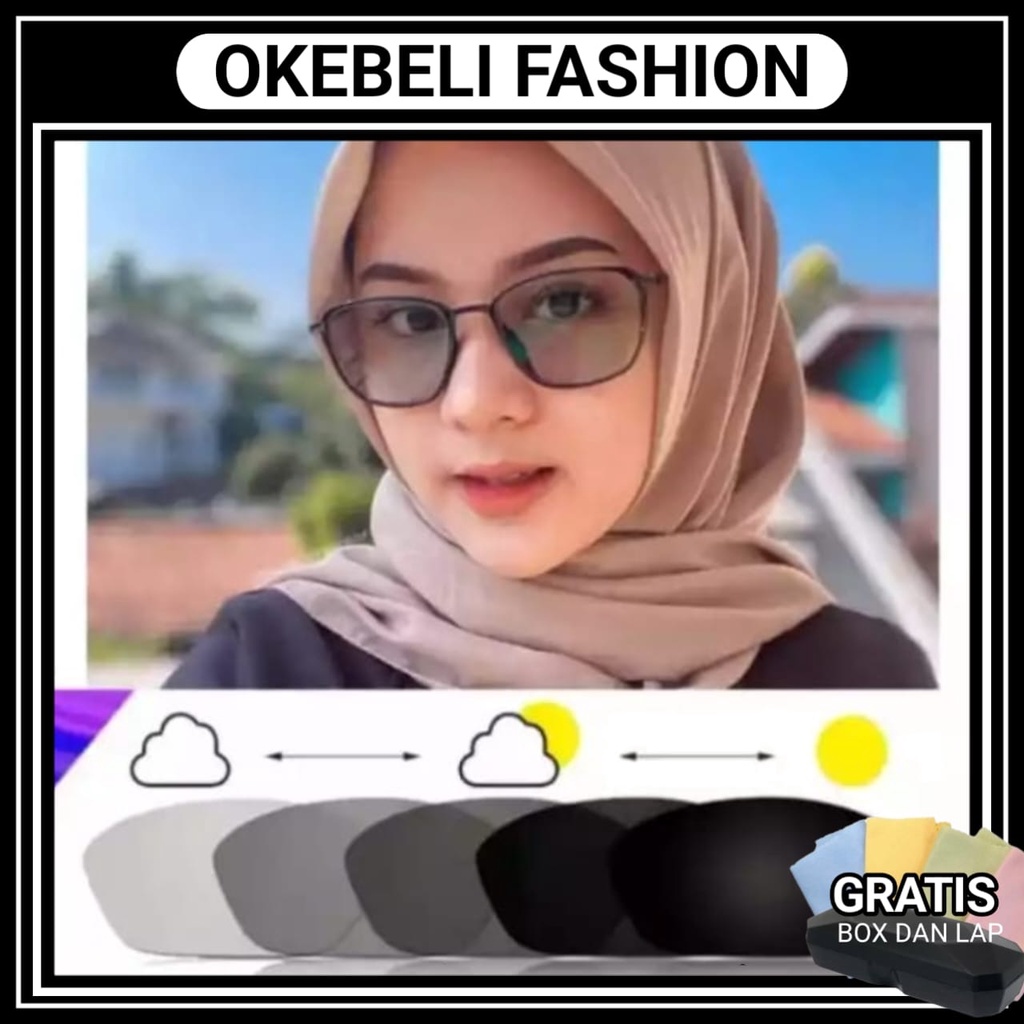 NEW KACAMATA PHOTOCROMIC TERBARU MODEL KOTAK UNISEX TRENDY FASHION WANITA PRIA MILENIAL