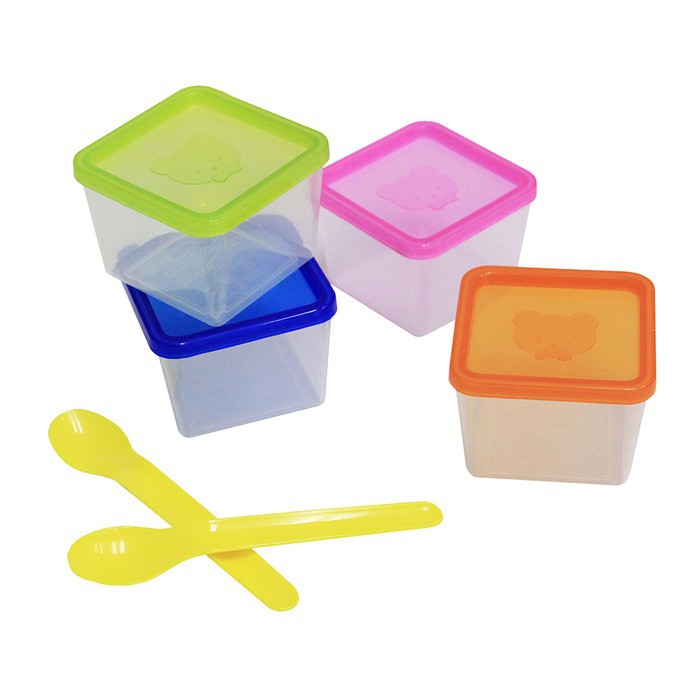 Lucky Baby Food Storage Container &amp; Spoon LB0084