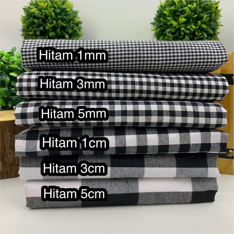 Kain Kotak Kotak Yarndyed Black Kotak Hitam Lebar 150cm