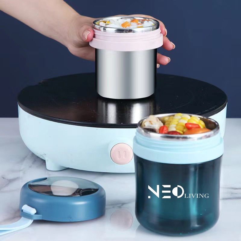Mangkok Sup Free Sendok Cangkir Sup 450ml / Termos Sup Stainless Anti Tumpah Neo Living