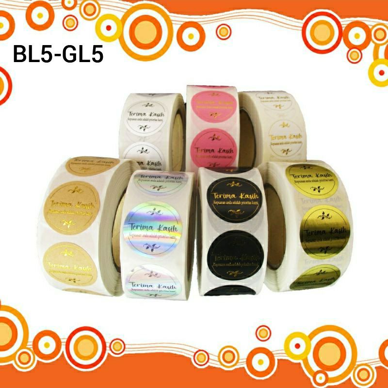 

Stiker terimakasih 1 roll (diameter 2.5cm), motif : BL5-GL5