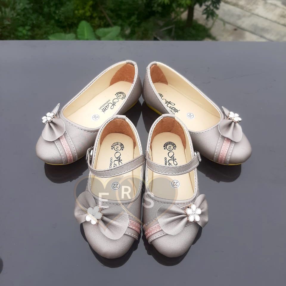 TOKOERS SBA01 26-30 Sepatu Balet, Flatshoes Anak Perempuan Umur 4 5 6 tahun - Motif Pita Marun