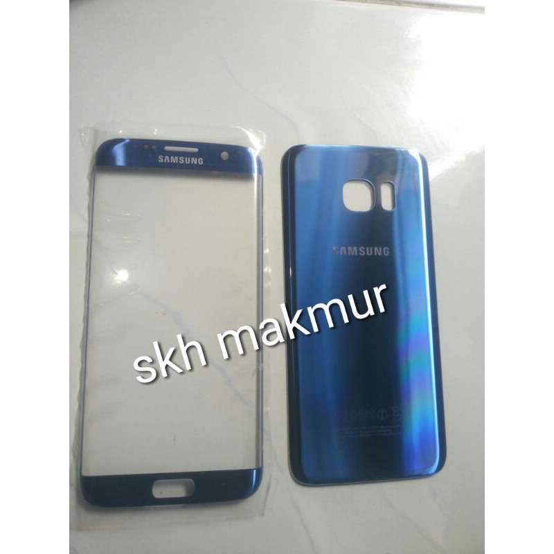 Back door backdoor dan kaca lcd touchscreen Samsung S7 edge G935 fullset biru original