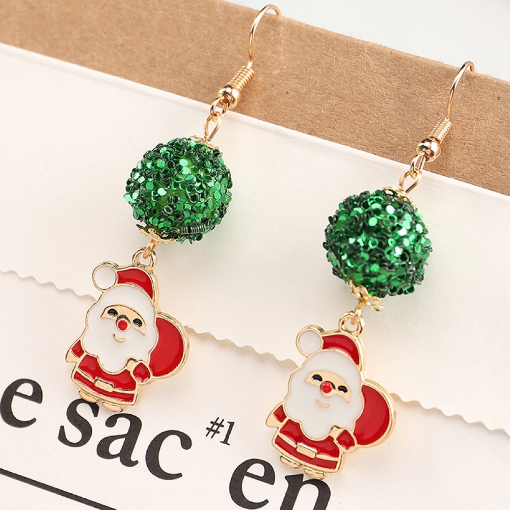 Hu Hu Hu Hu Hu Alat Bantu Pasang Kacamata♡ Anting Tusuk Gantung Desain Bola Bulusnowflakesinterklas Tema Natal Untuk Wanita