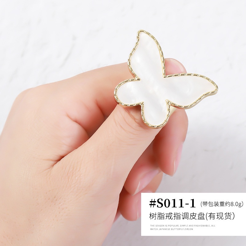 MSY Ring Pallete Nail Art Shell /Display Palet Butterfly/Wadah Pencampuran Warna/Acrylic Finger Ring Plate Manicure Tool