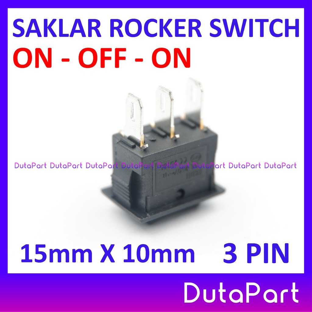 Saklar Power Rocker Switch ON OFF ON 15mm x 10mm 3 PIN Kaki 3A250VAC