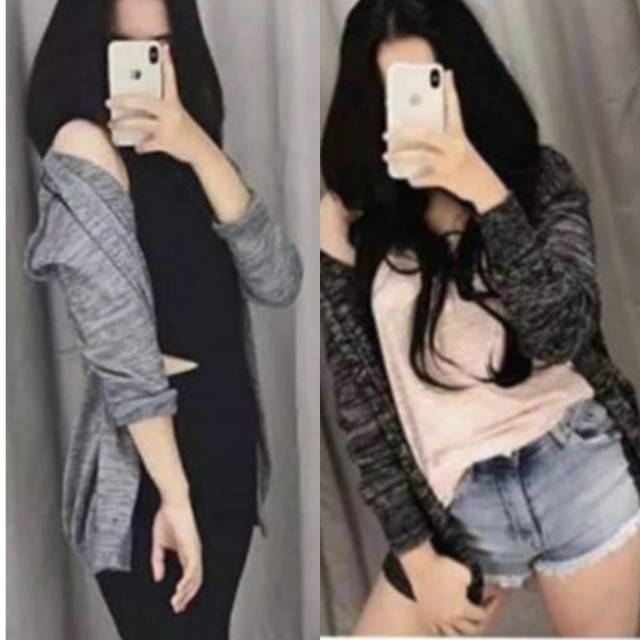 Cardigan rajut bahan rajut tebal