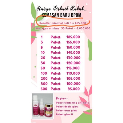 20 PAKET USAHA PAKET RESELLER NRGLOW RJNSKINGLOW GROSIR