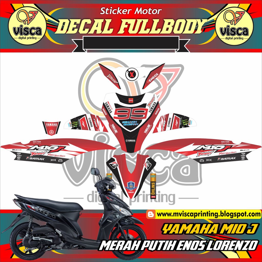DECAL STIKER MIO J MERAH PUTIH ENOS LORENZO