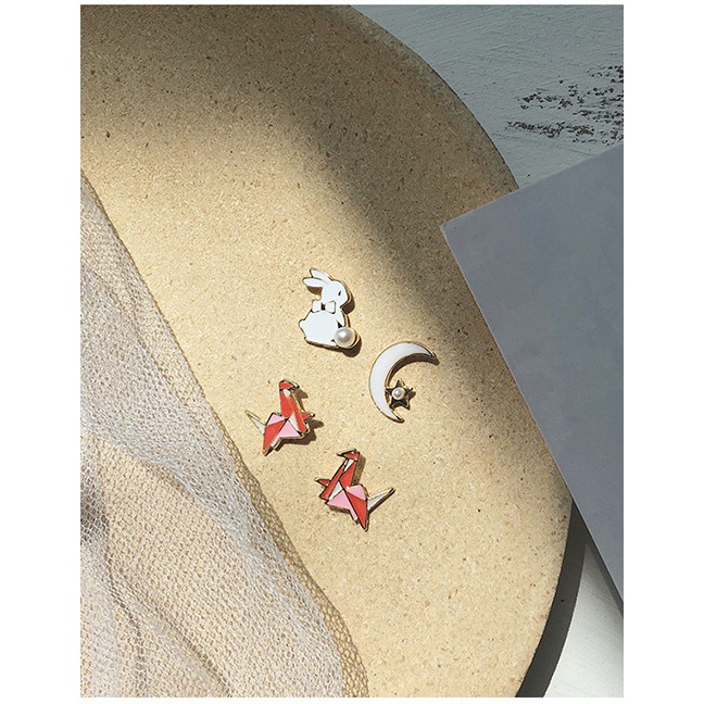 LRC Anting Tusuk Fashion Thousand Paper Crane Color Cartoon Rabbit Paper Crane Earrings D06094