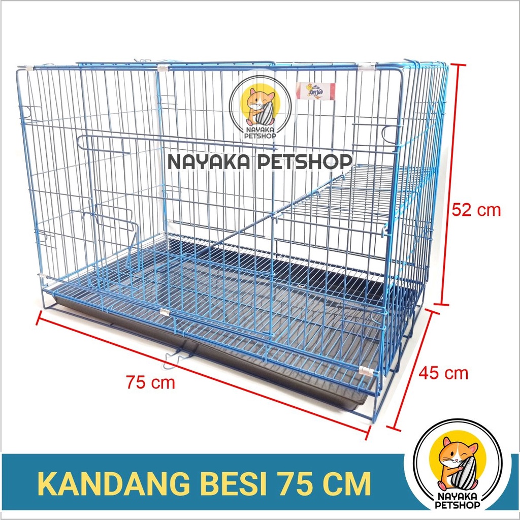 Kandang Kucing Besar Murah 75 cm Jumbo Tingkat 2 Lantai Besi Lipat Kelinci Musang