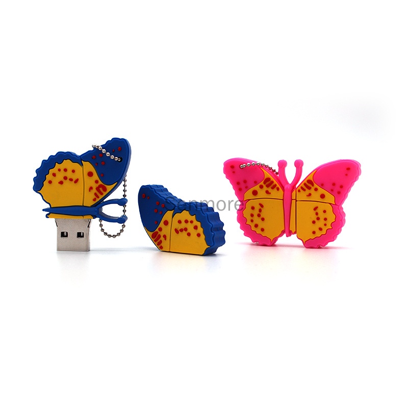 Flashdisk Usb 2.0 Bentuk Kartun Butterfly Kapasitas 64GB128GB 32GB 16GB 8GB 1GB