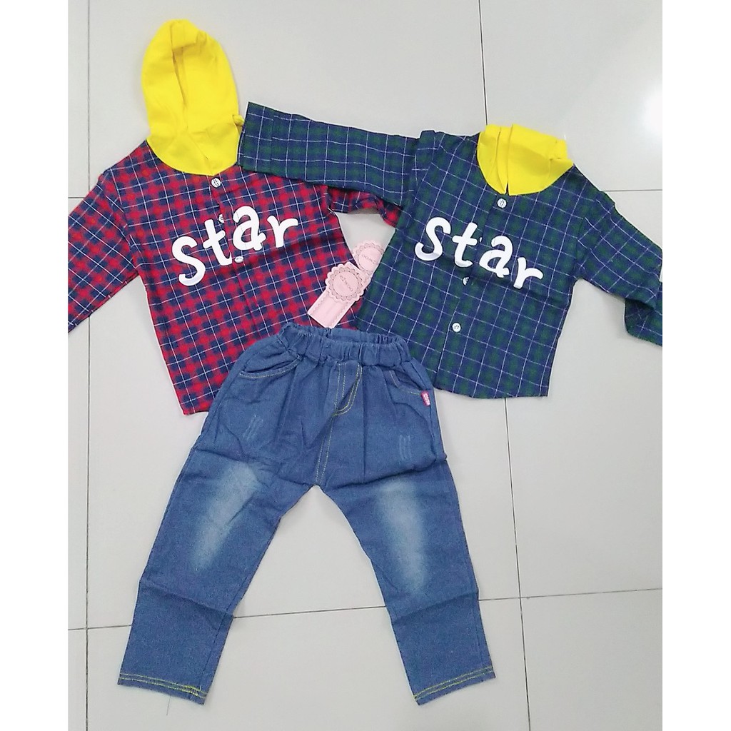 [MAMASILO] Setelan Kemeja hoodie anak laki-laki STAR import / setelan hoodie anak laki-laki import