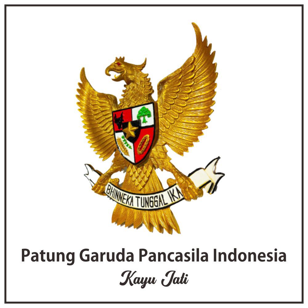 Patung Lambang Garuda Pancasila RI Kayu Jati Premium (50 X 50) Terbaru