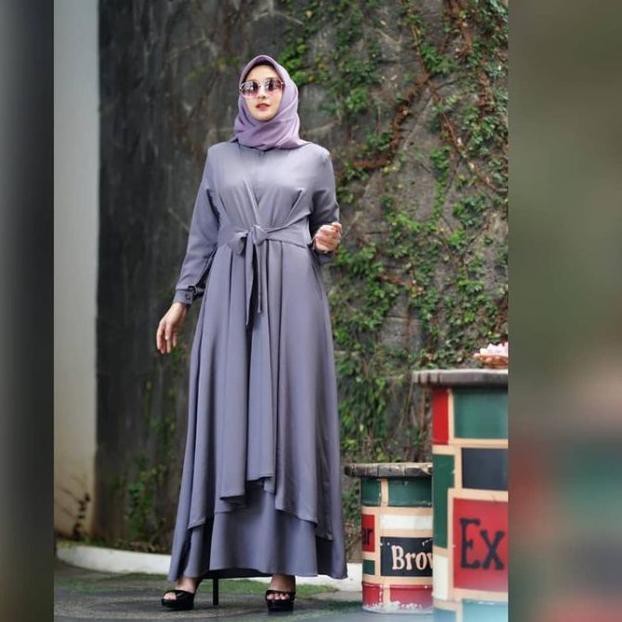 ♡ Fashion Muslim Wanita Terbaru Aluna Maxi Dress Busui - Hitam ֍