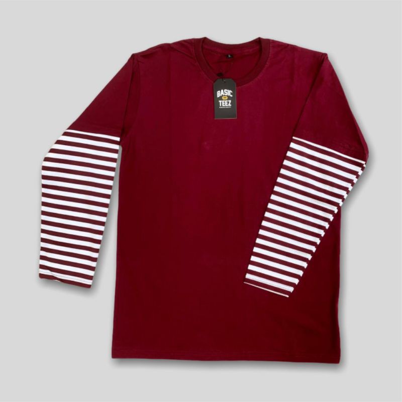 KAOS POLOS DOUBLE LAYER MAROON | Cotton Combed