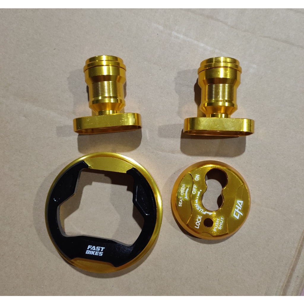 [PAKET HEMAT] Tutup Tangki + Cover Kunci Kontak NMAX+2 PCS Tutup Minyak CNC emas