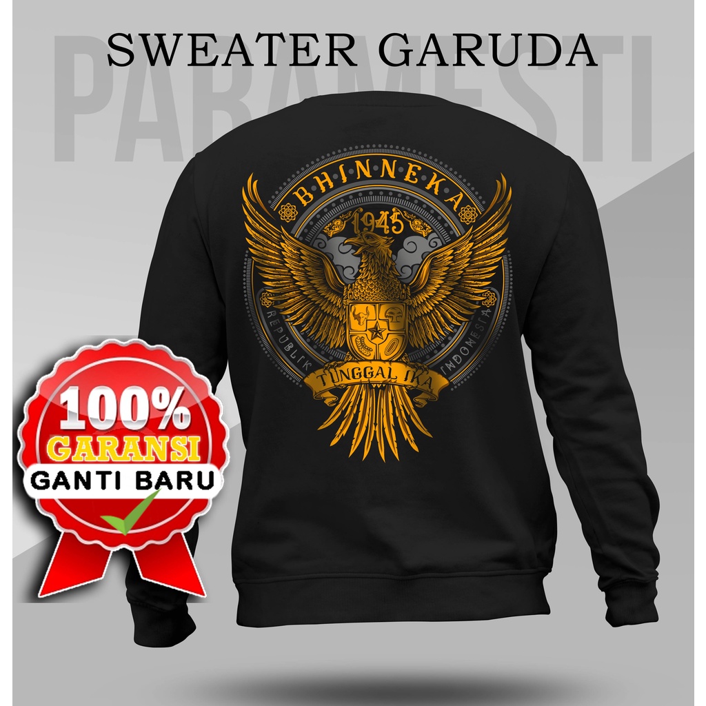 Paramesti Sweater Garuda Indonesia Pria Distro Cewek Cowok Manual Plastisol Cotton Combed24s  Prames
