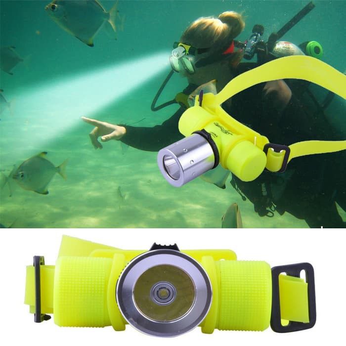 EELIC LAS-DXQ5688 SILVER 1 set LAMPU SENTER KEPALA DIVING DAN BATERAI  Murah