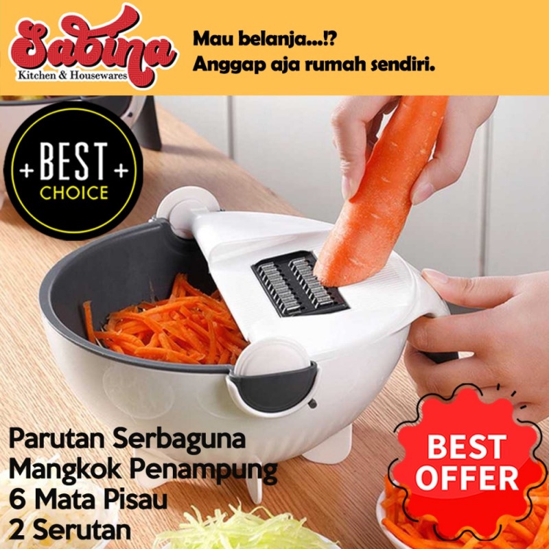 Parutan Sayur Buah Mangkok Penampung Vegetable Slicer 8 Mata Pisau